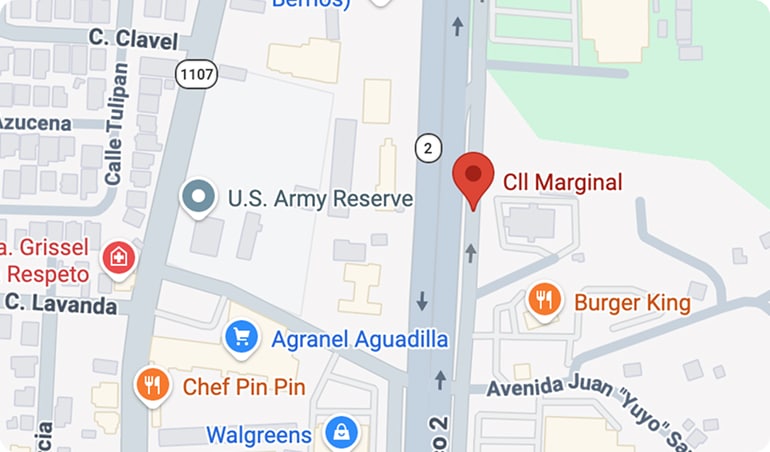 Imagen del mapa mostrando la ubicacion de Farmacias Caridad en Aguadilla