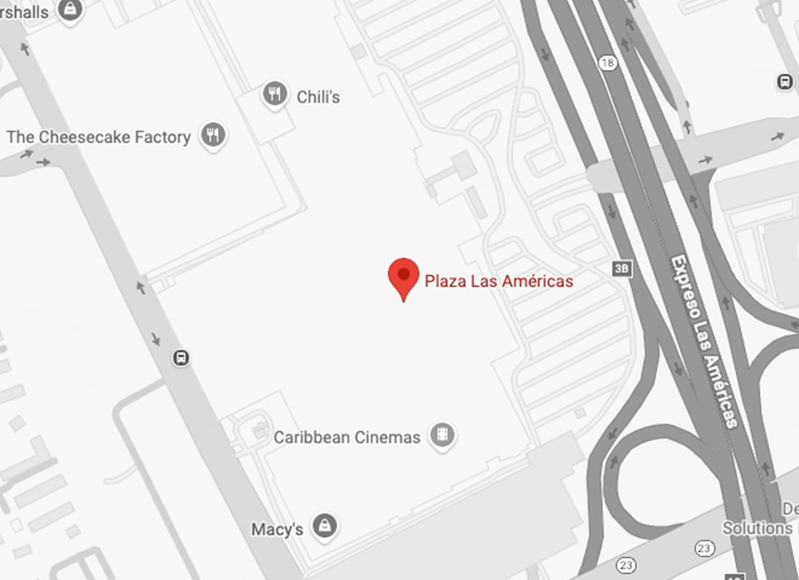Imagen del mapa mostrando Plaza Las Américas en San Juan
