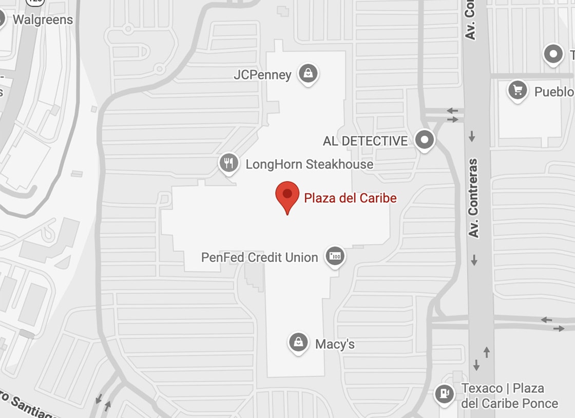 Imagen del mapa mostrando Plaza del Caribe en Ponce